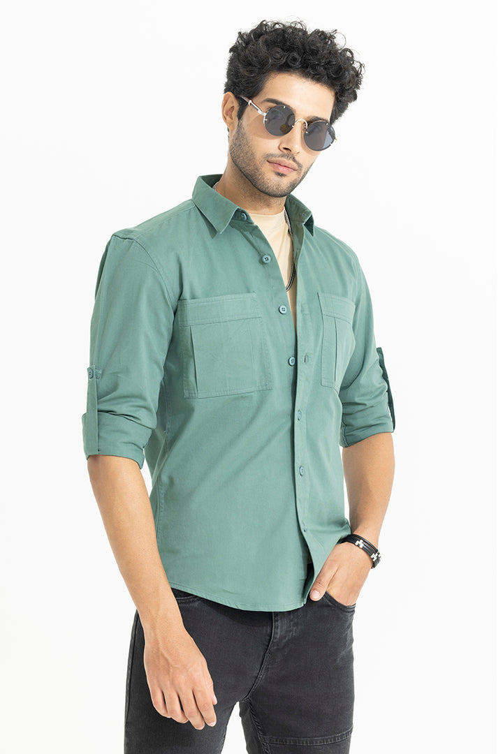 Self Fold Pocket Green Shirt