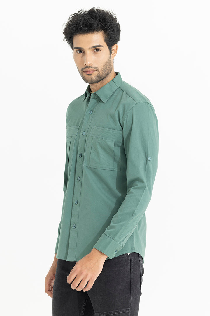 Self Fold Pocket Green Shirt