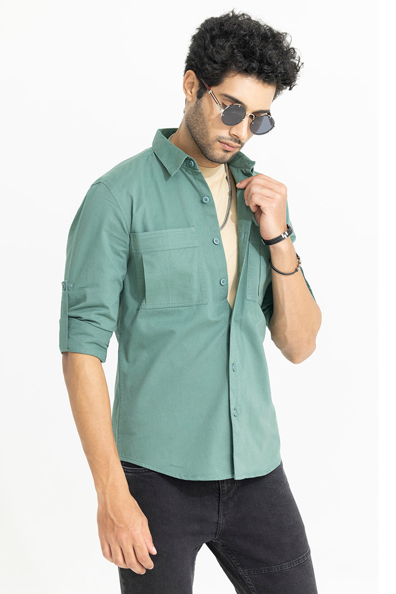 Self Fold Pocket Green Shirt