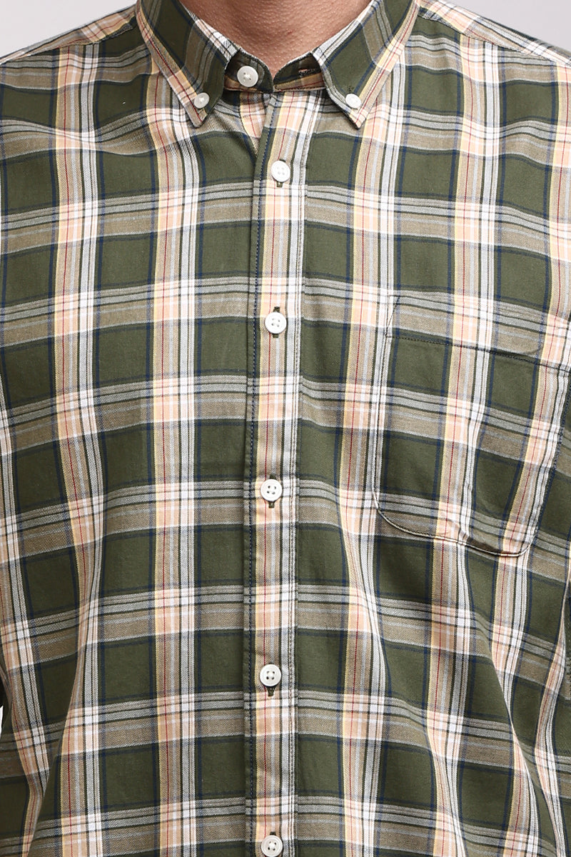 Basic Checks Olive Shirt