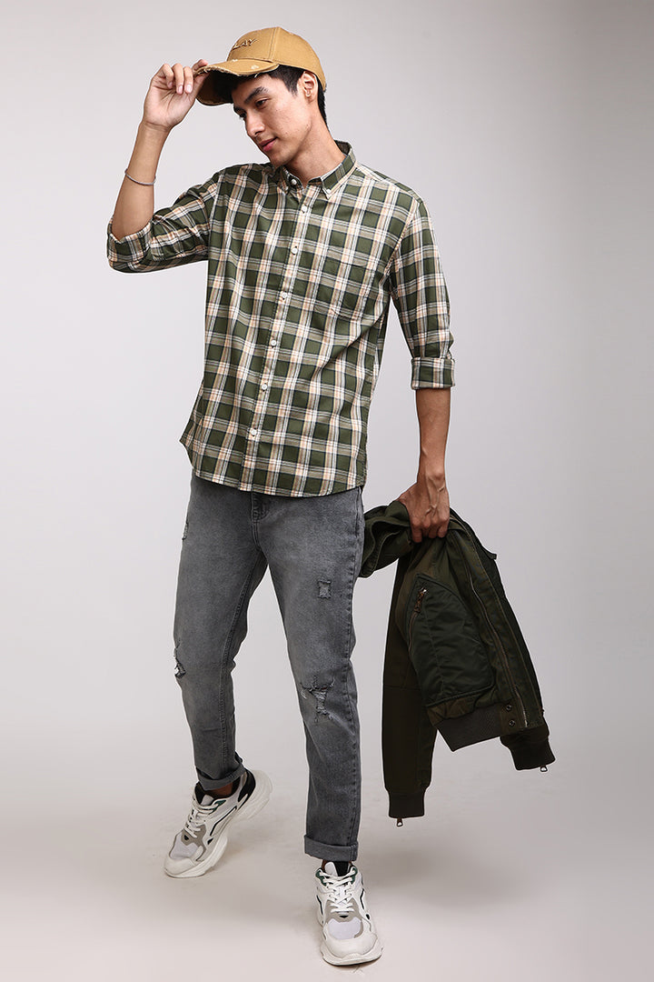 Basic Checks Olive Shirt