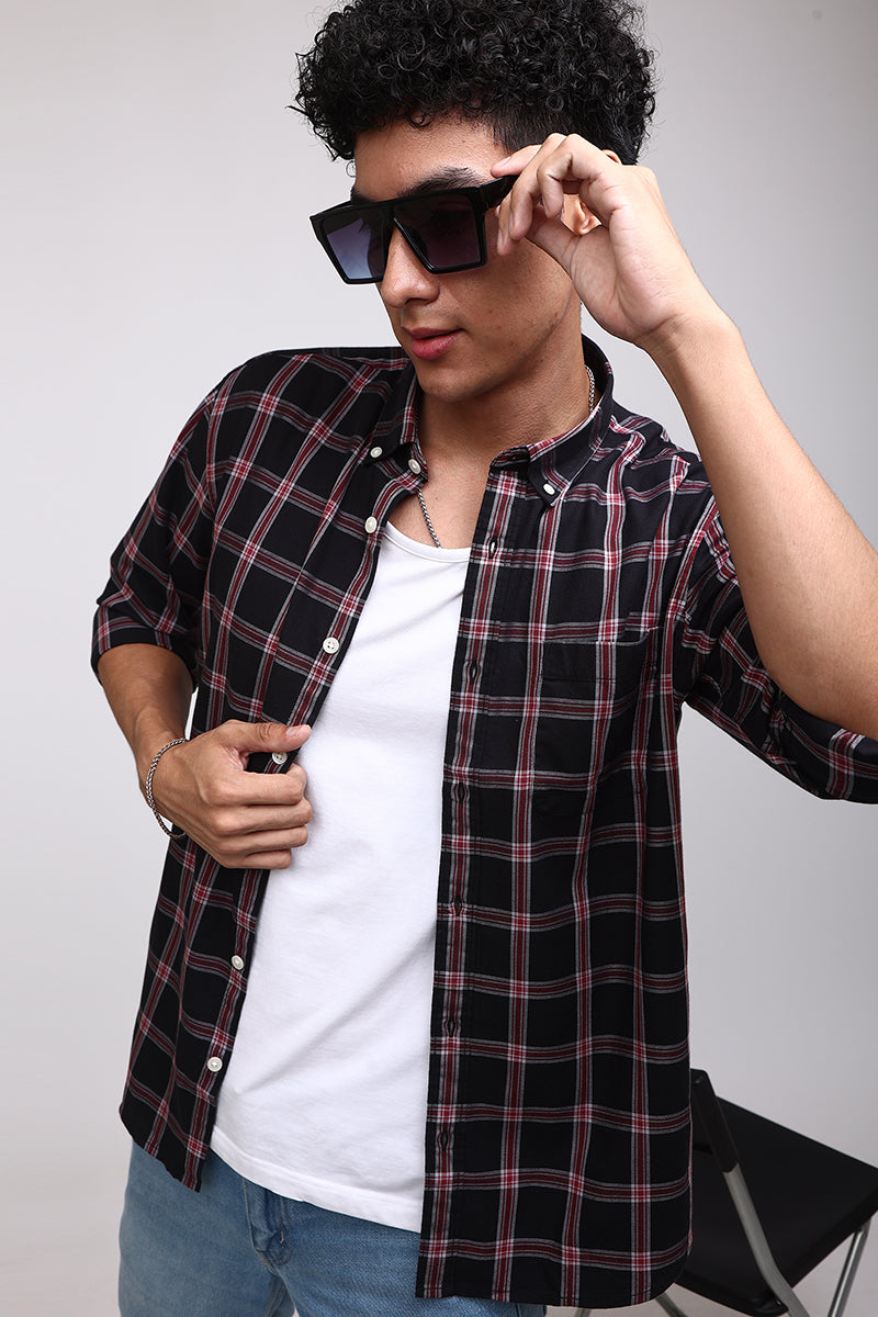 Basic Checks Black Shirt