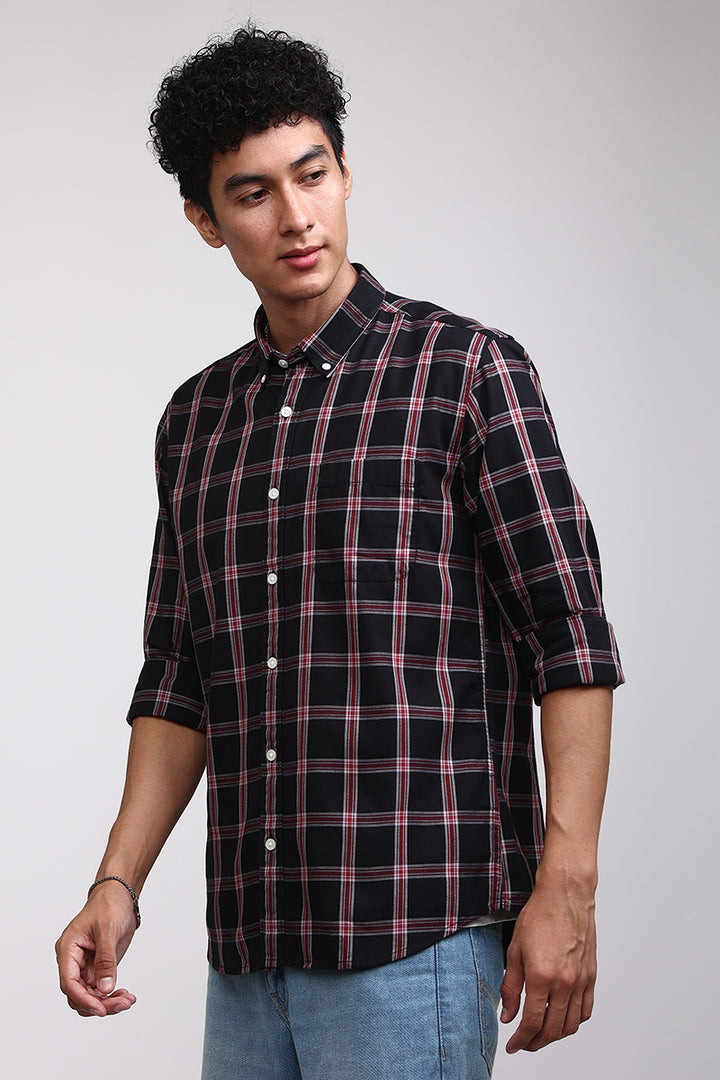 Basic Checks Black Shirt