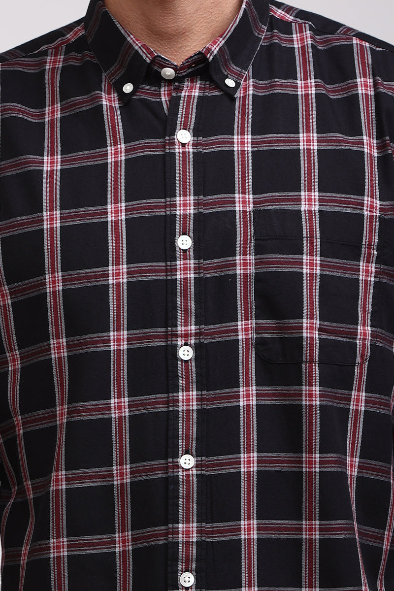 Basic Checks Black Shirt