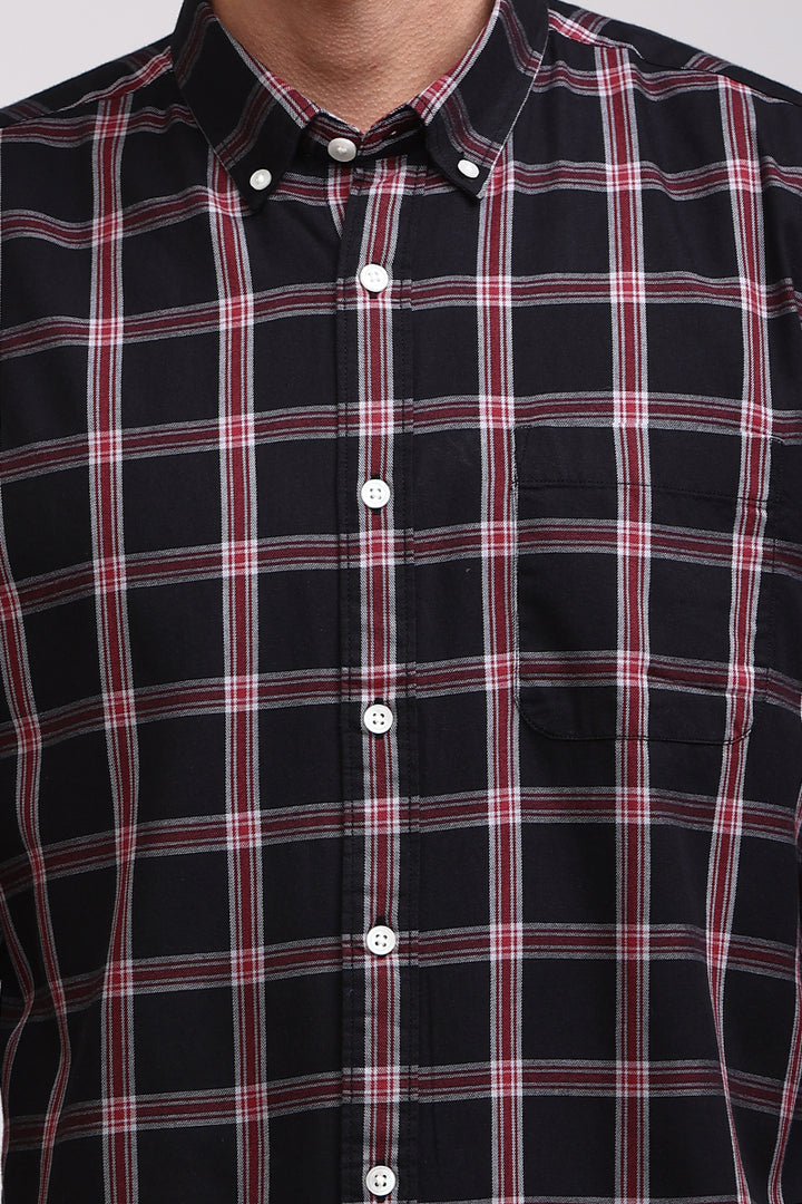 Basic Checks Black Shirt