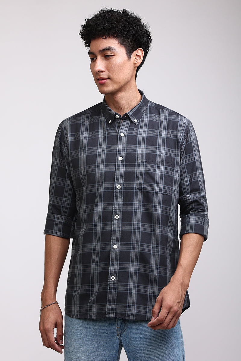 Basic Checks Grey Shirt