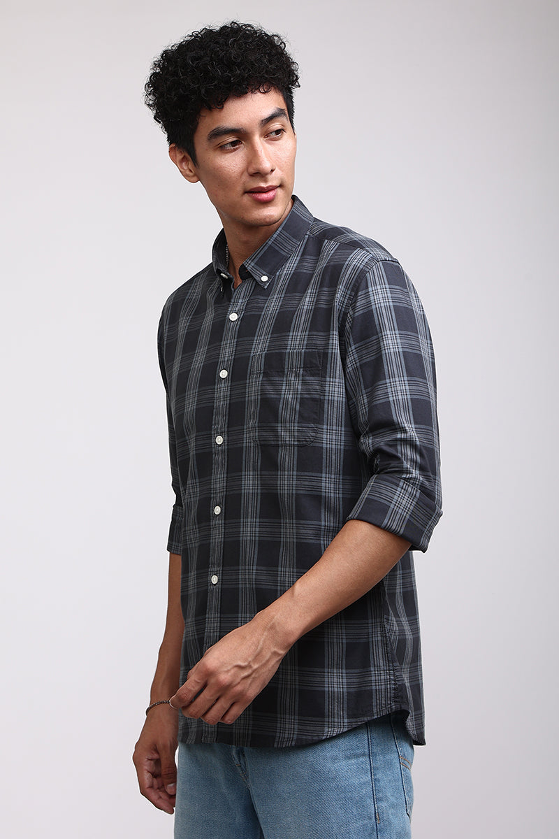 Basic Checks Grey Shirt