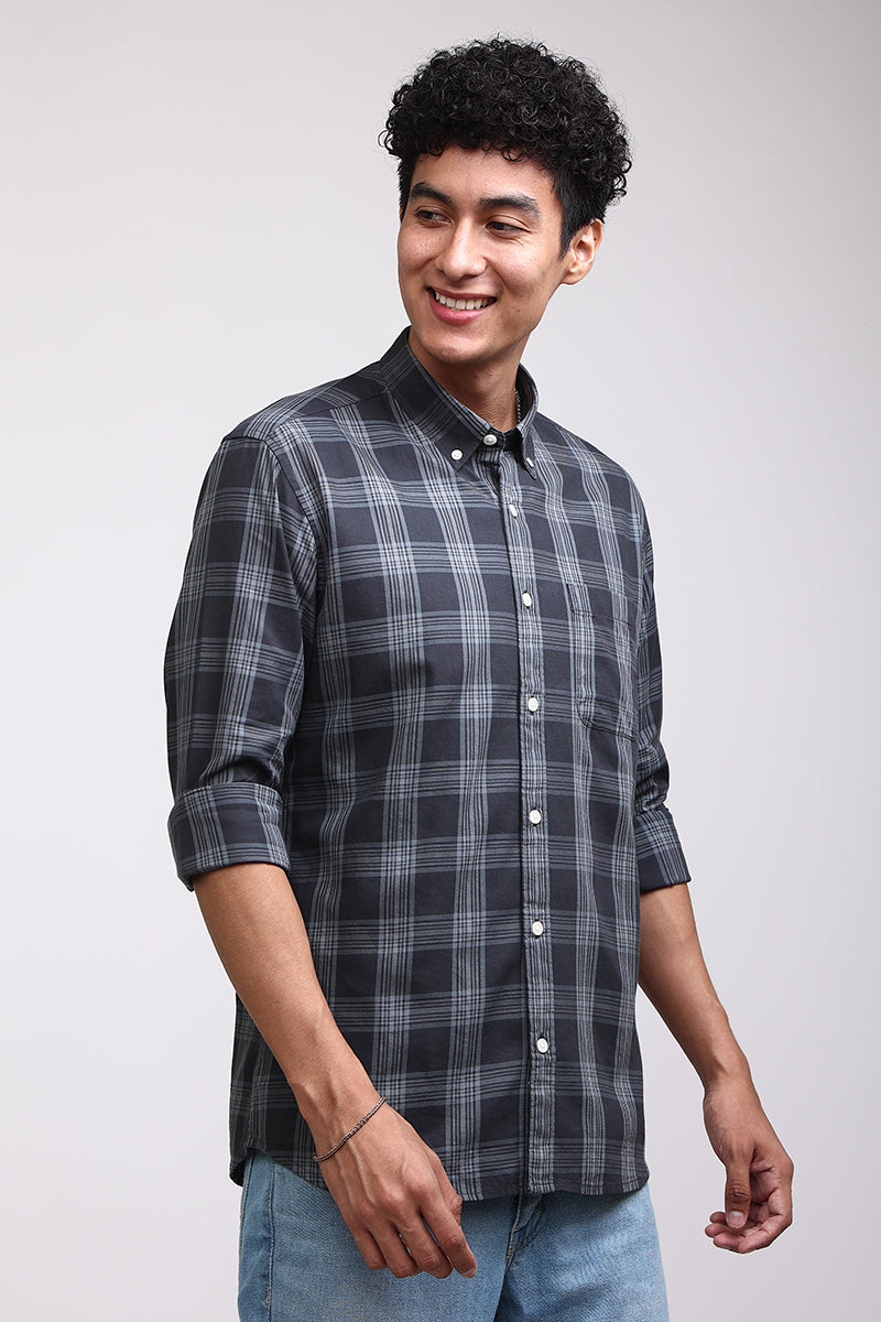 Basic Checks Grey Shirt