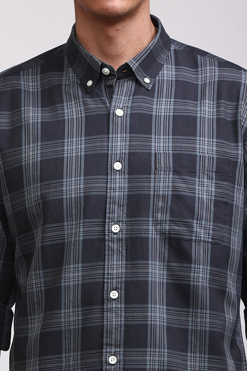 Basic Checks Grey Shirt