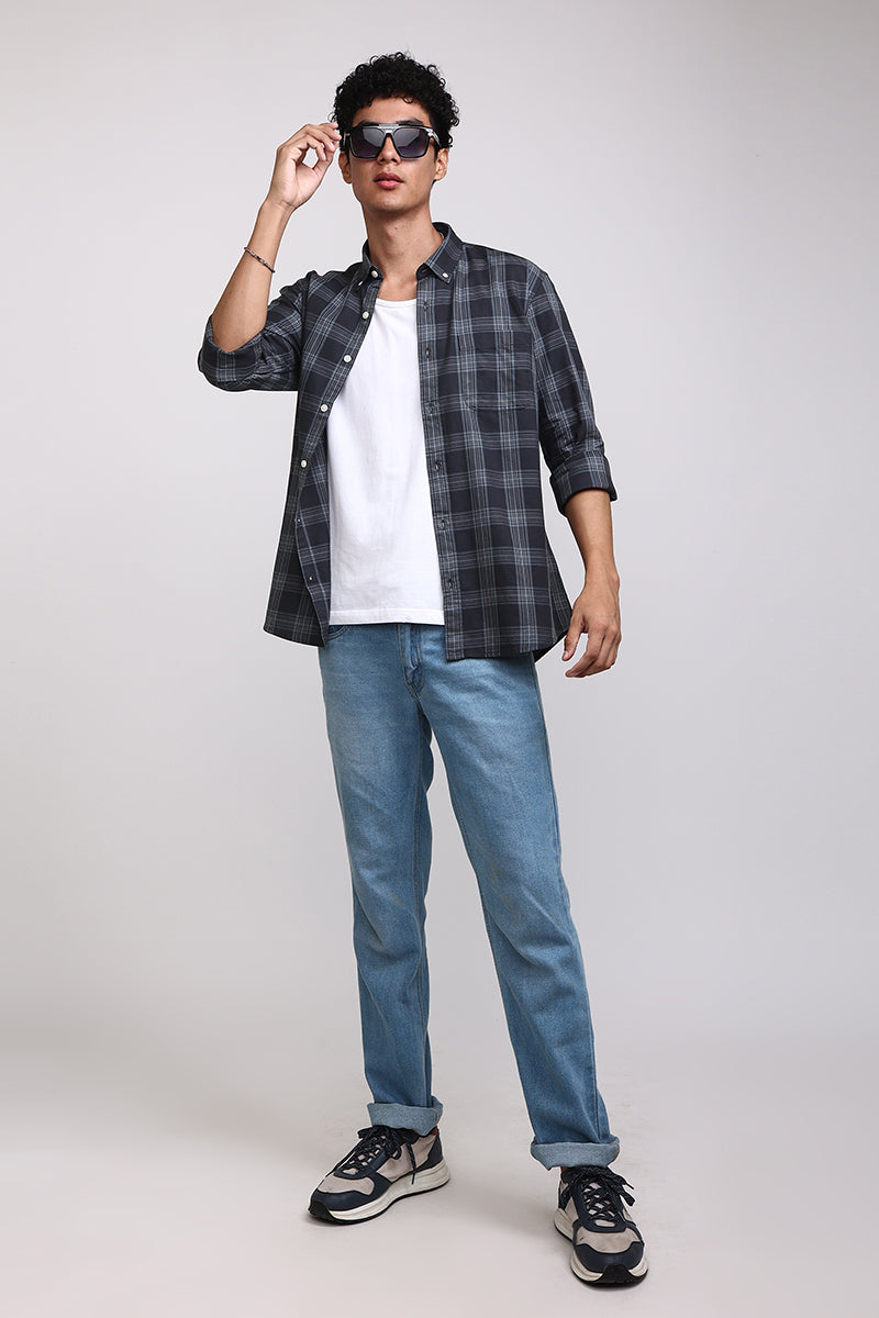 Basic Checks Grey Shirt