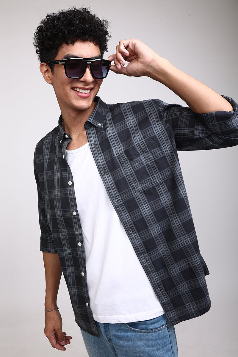 Basic Checks Grey Shirt