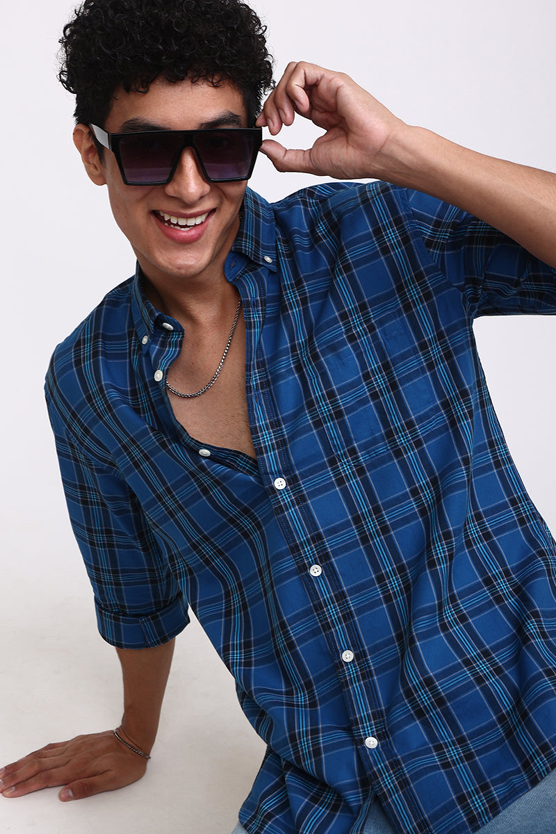 Basic Checks Cobalt Blue Shirt