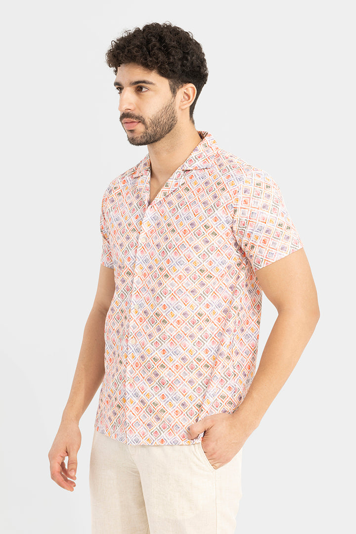 Water Square Pink Embroidery Shirt