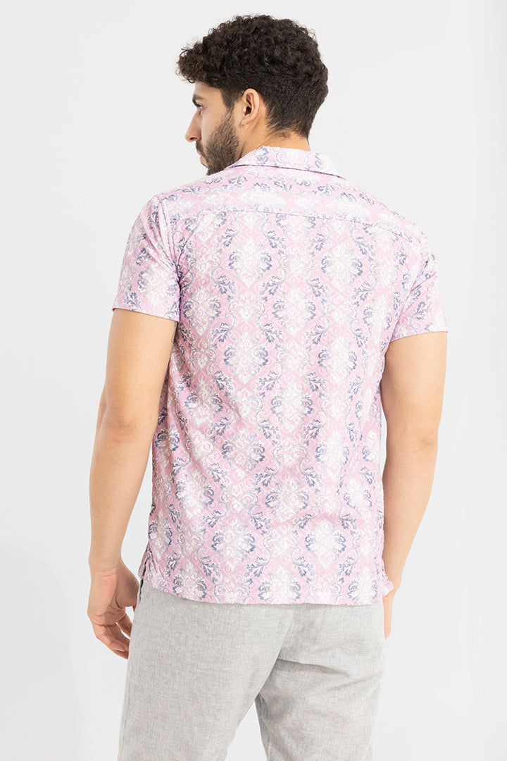 Floral Motif Pink Embroidery Shirt