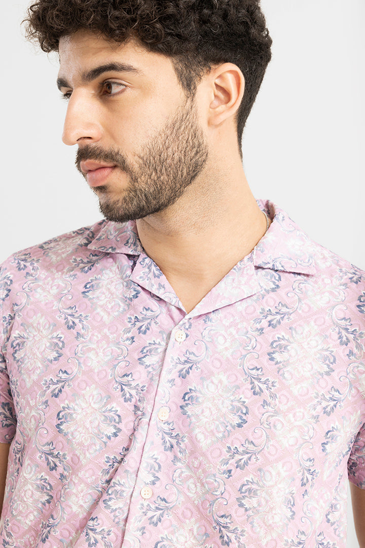 Floral Motif Pink Embroidery Shirt