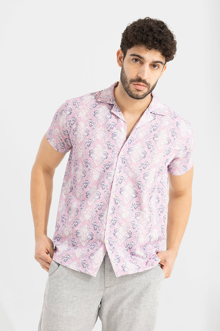 Floral Motif Pink Embroidery Shirt