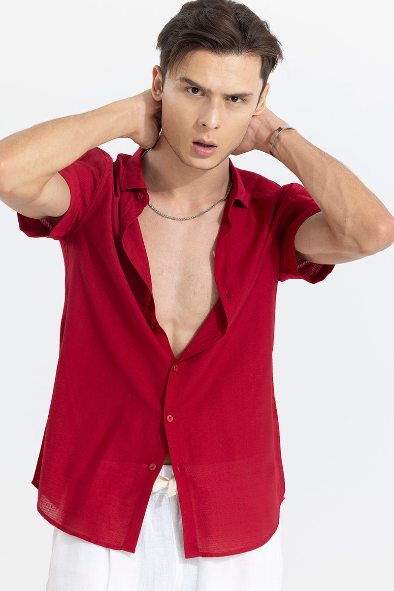 Textured Line Red Shirt