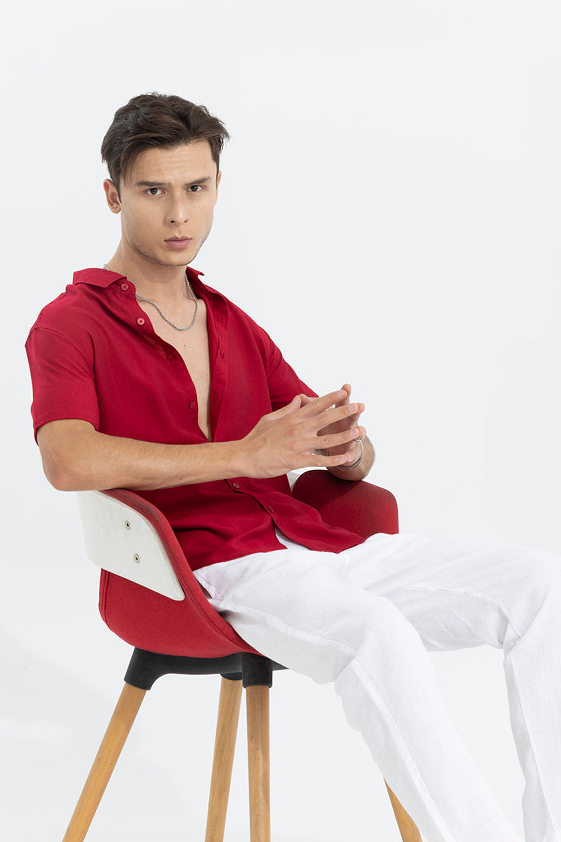 Textured Line Red Shirt