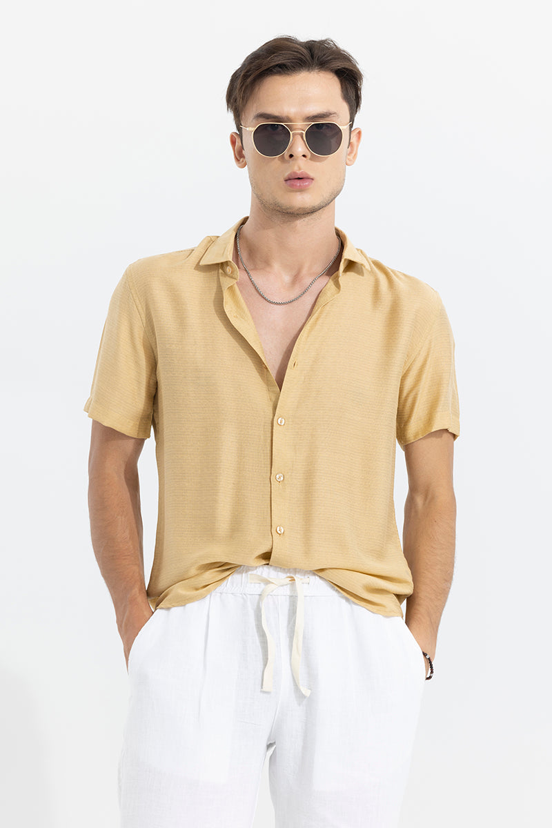 Textured Line Beige Shirt