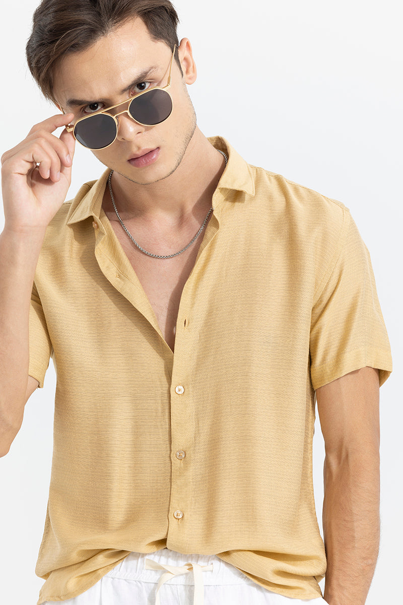 Textured Line Beige Shirt