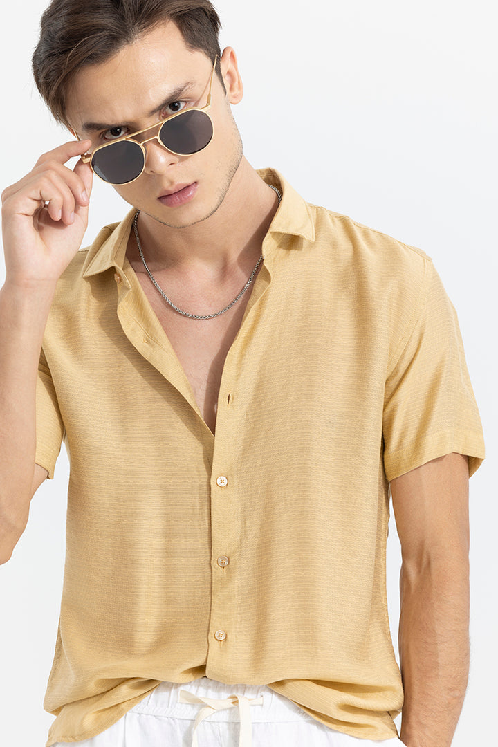 Textured Line Beige Shirt