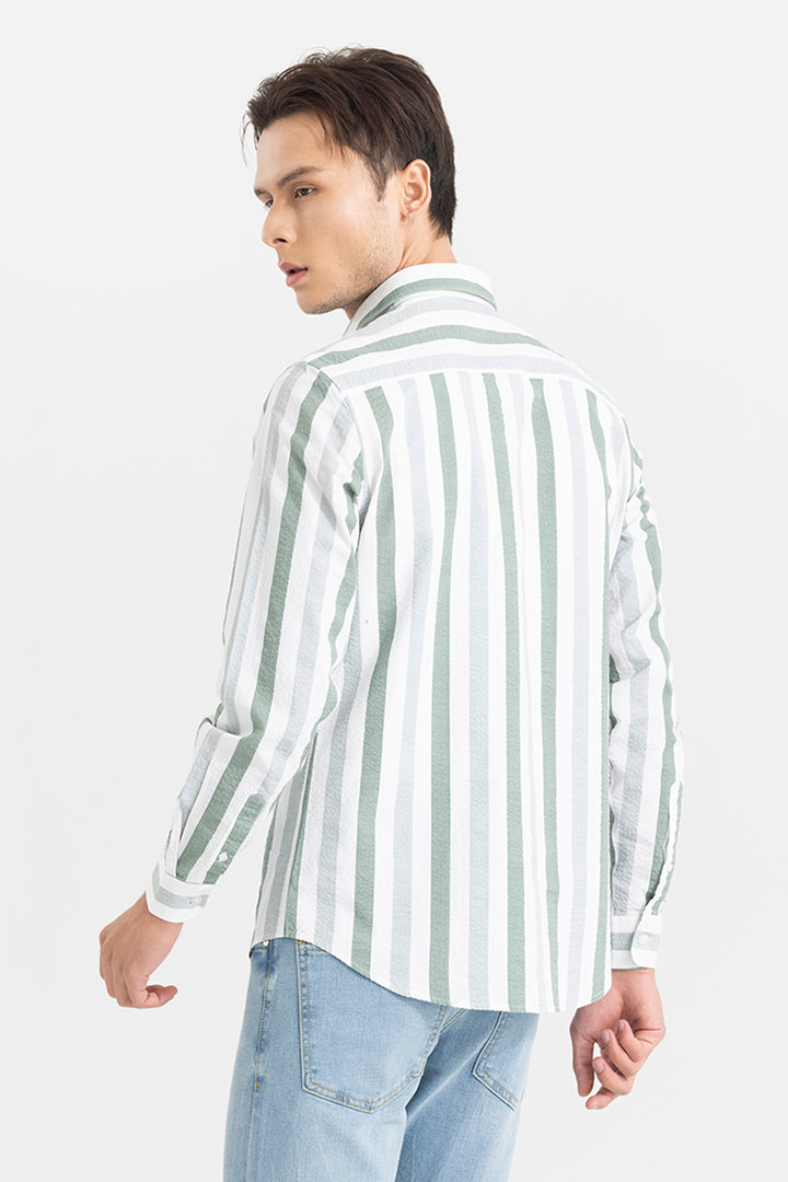 Boring Stripe Green Seersucker Shirt