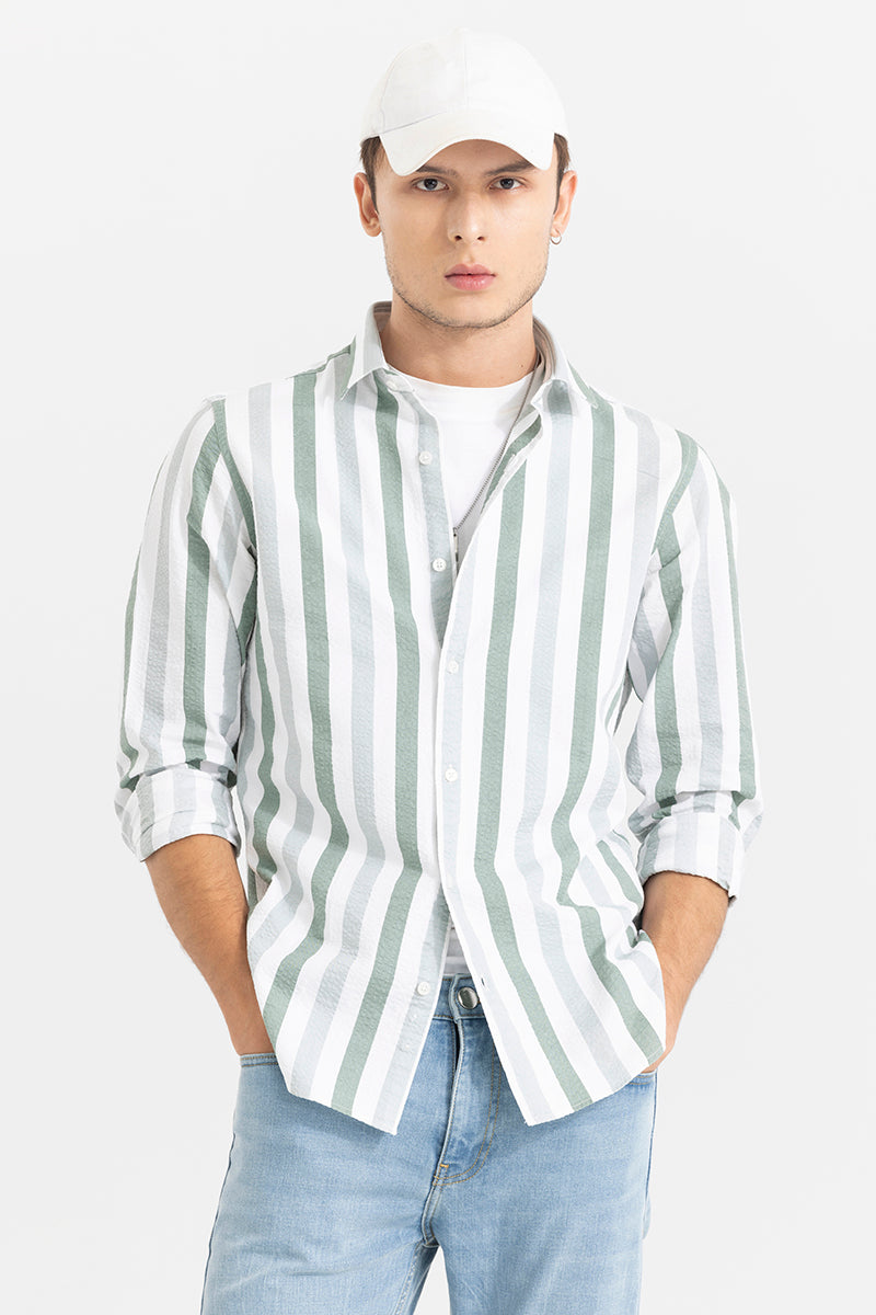 Boring Stripe Green Seersucker Shirt