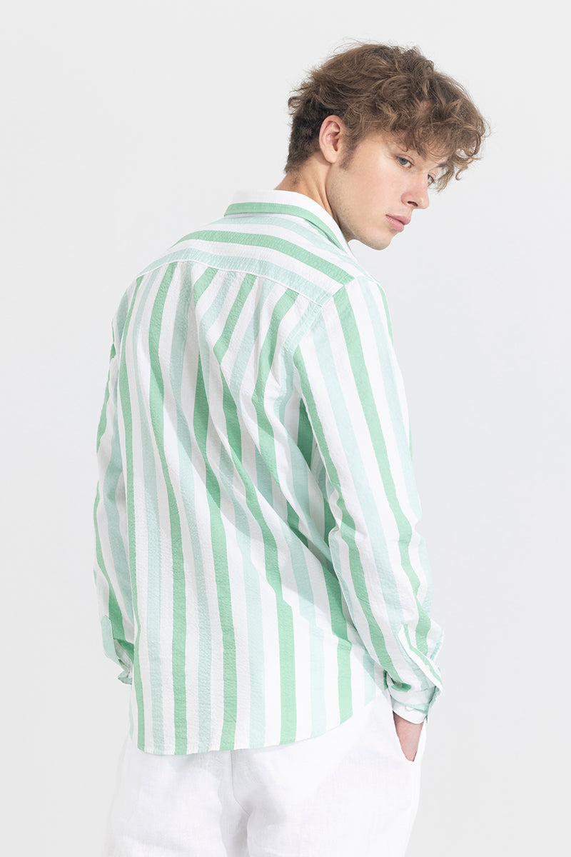 Boring Stripe Light Green Seersucker Shirt