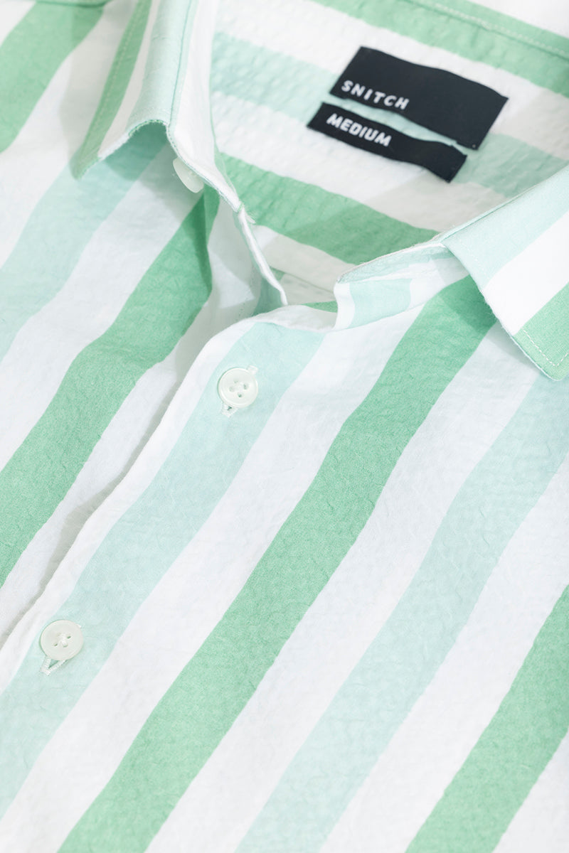 Boring Stripe Light Green Seersucker Shirt