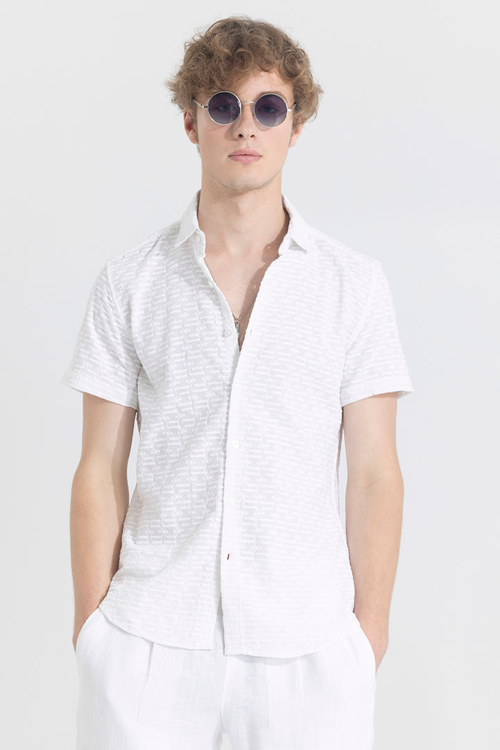 Two Line White Embroidery Shirt