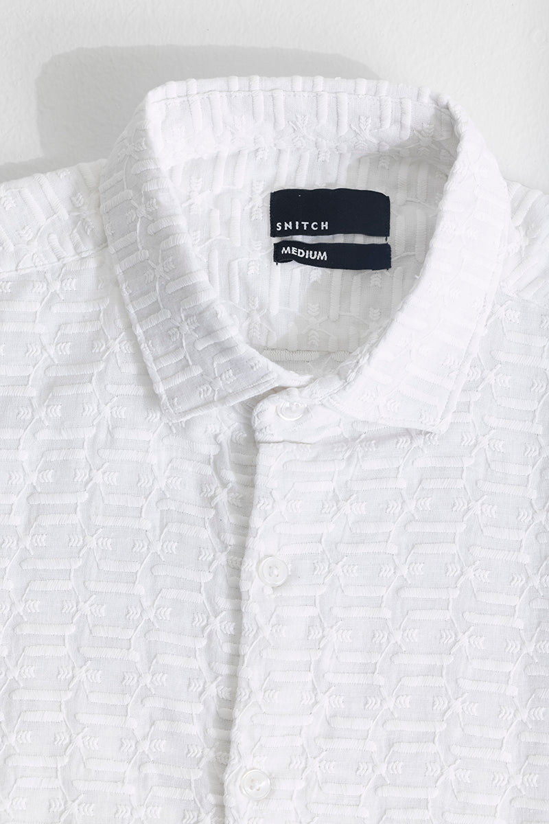 Two Line White Embroidery Shirt