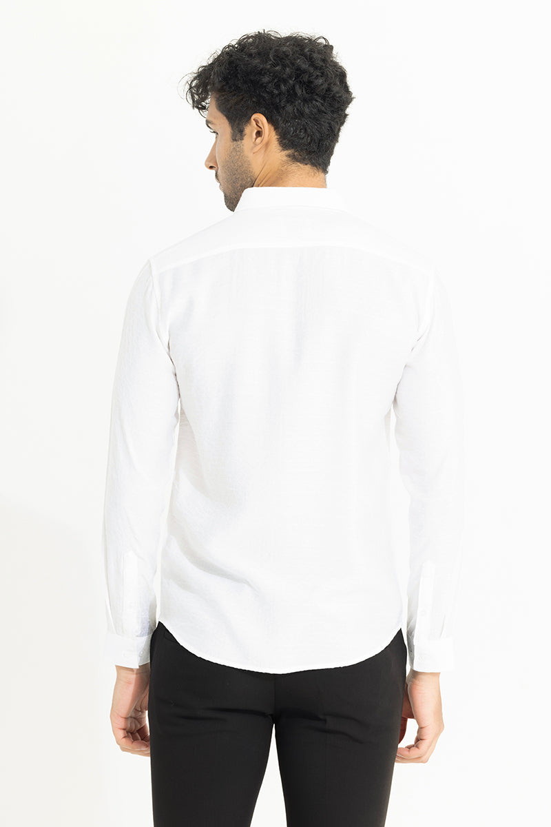 Honey Comb Self Design White Shirt