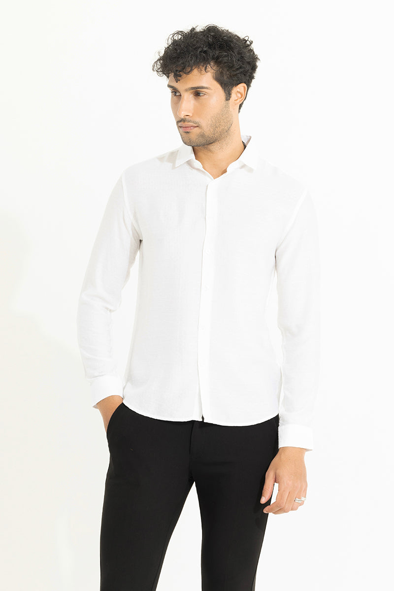 Honey Comb Self Design White Shirt