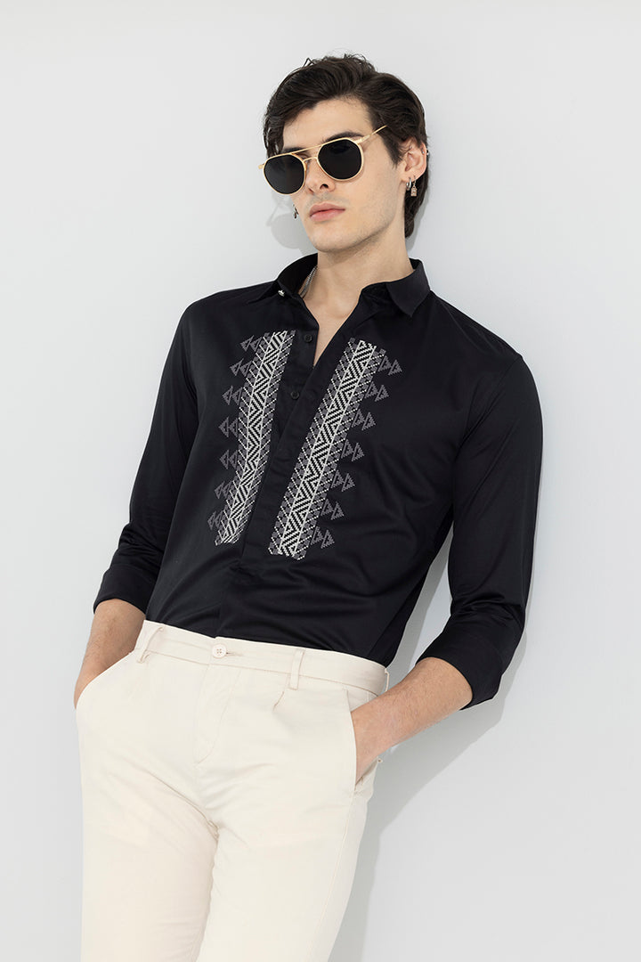 Parapine Embroidery Black Shirt