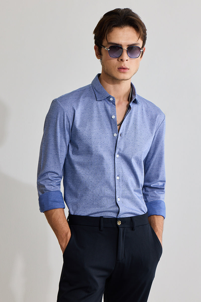 EasyFlex Self Design Spruce Blue Shirt