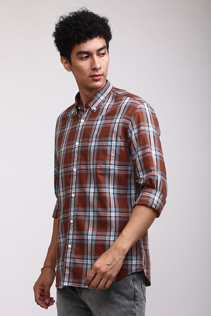 Quirky Checks Brown Shirt