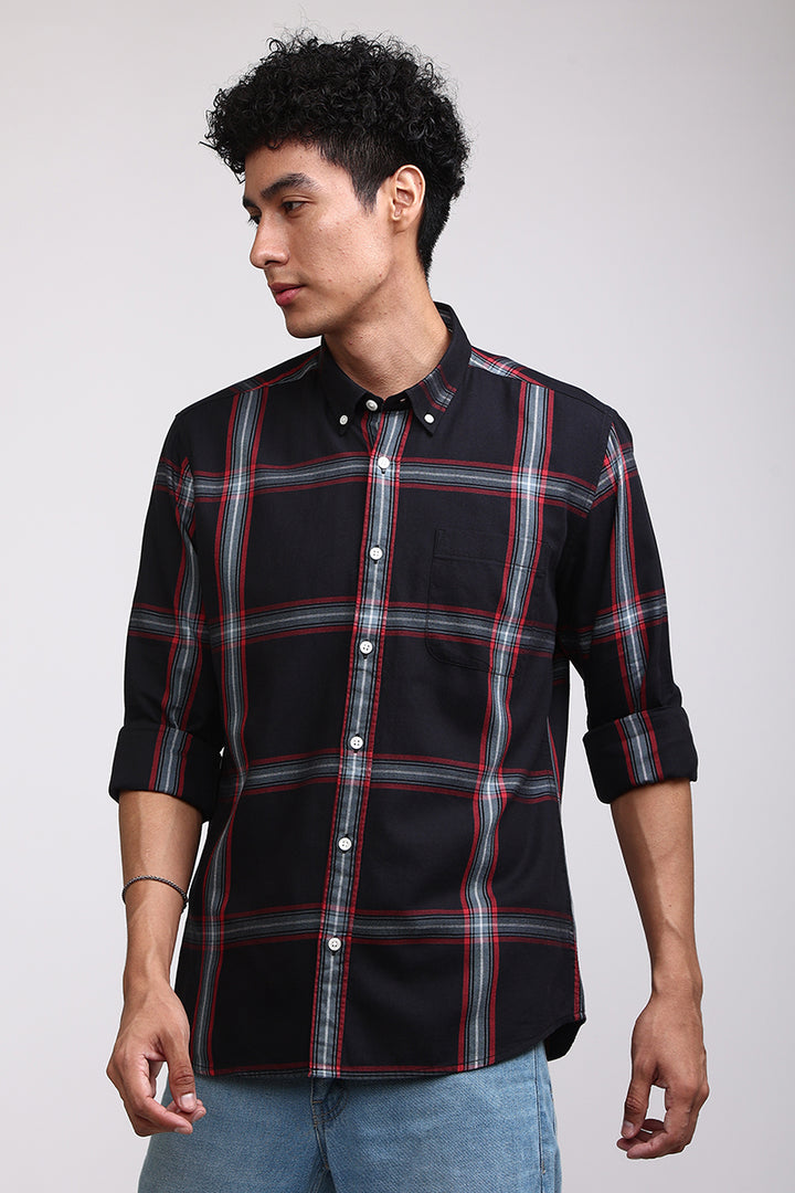 Quirky Checks Black Shirt