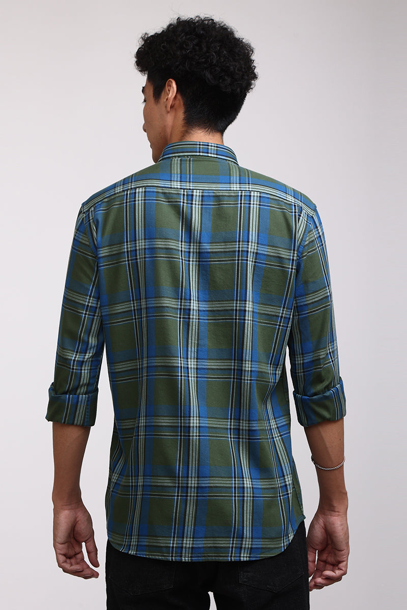 Buy Men's Quirky Checks Moss Green Shirt Online | SNITCH