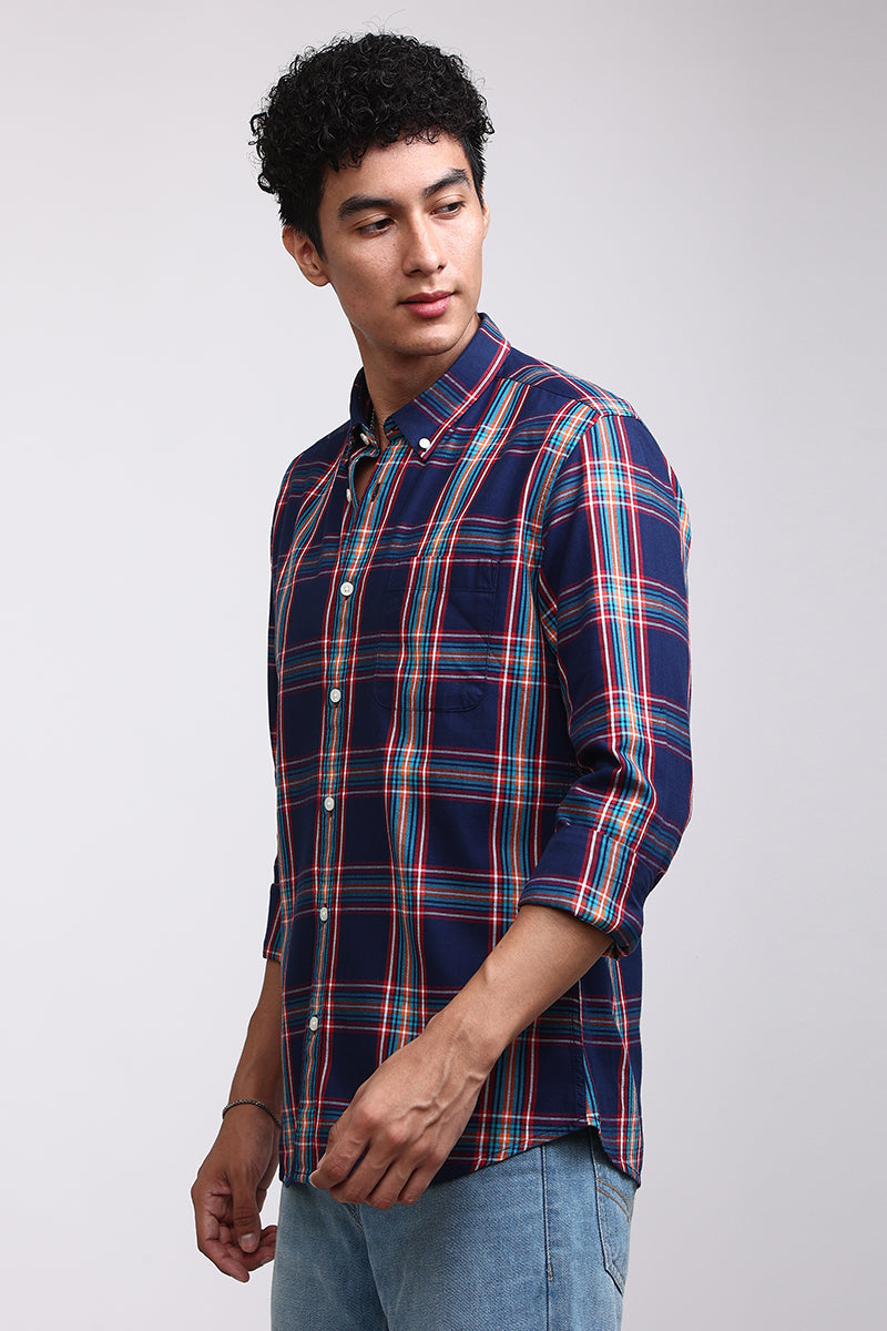 Quirky Checks Dark Blue Shirt