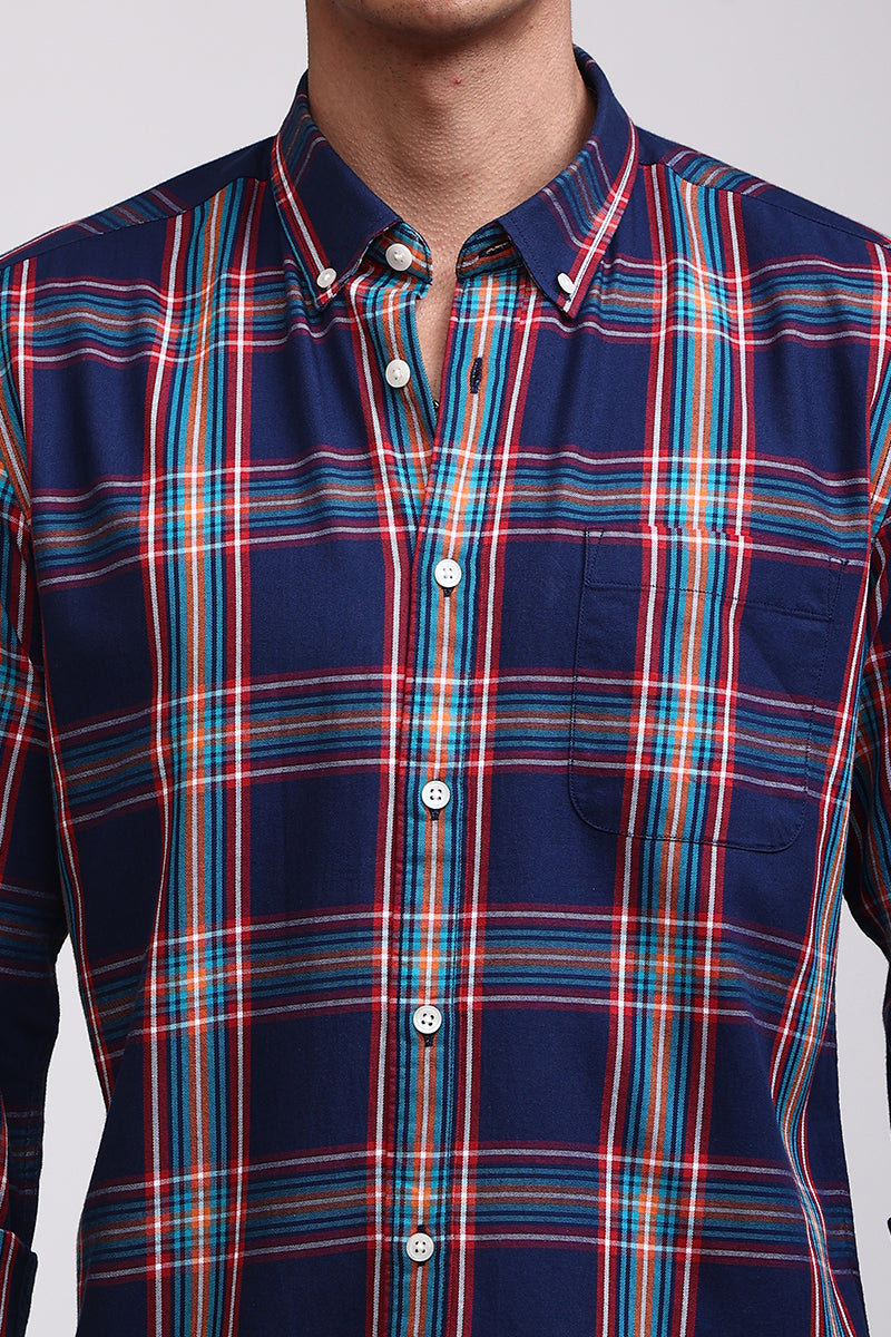 Quirky Checks Dark Blue Shirt