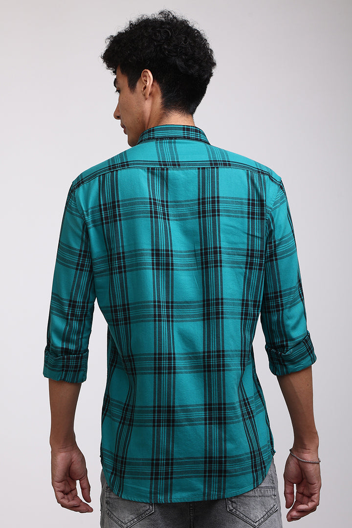 Quirky Checks Teal Green Shirt