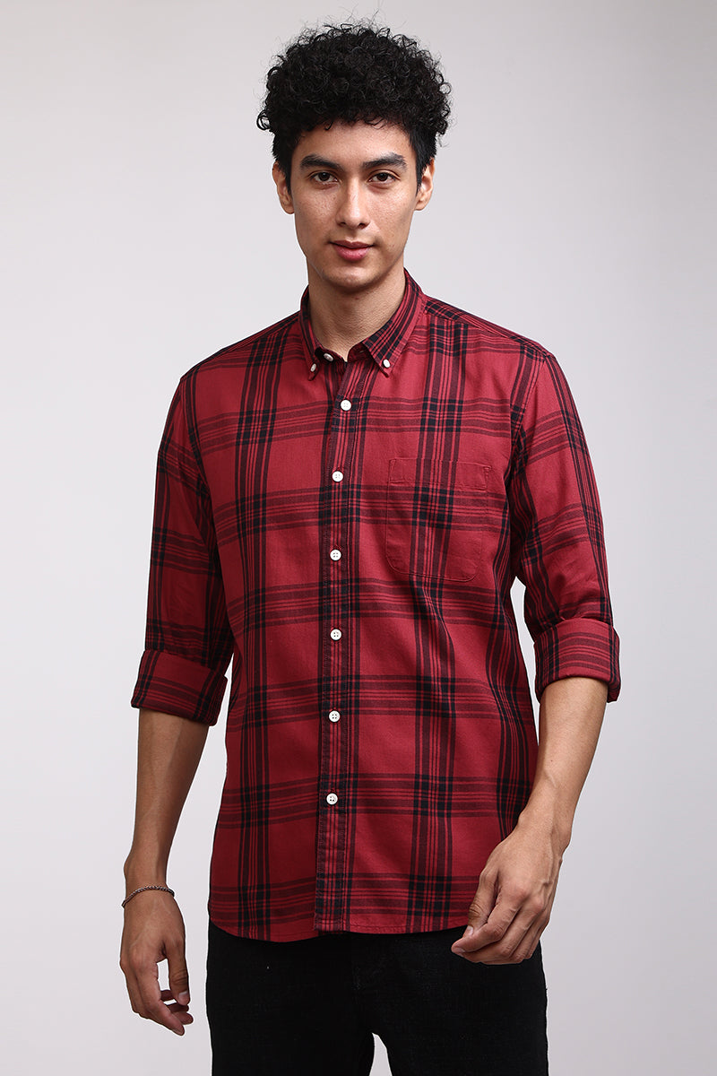 Quirky Checks Light Red Shirt