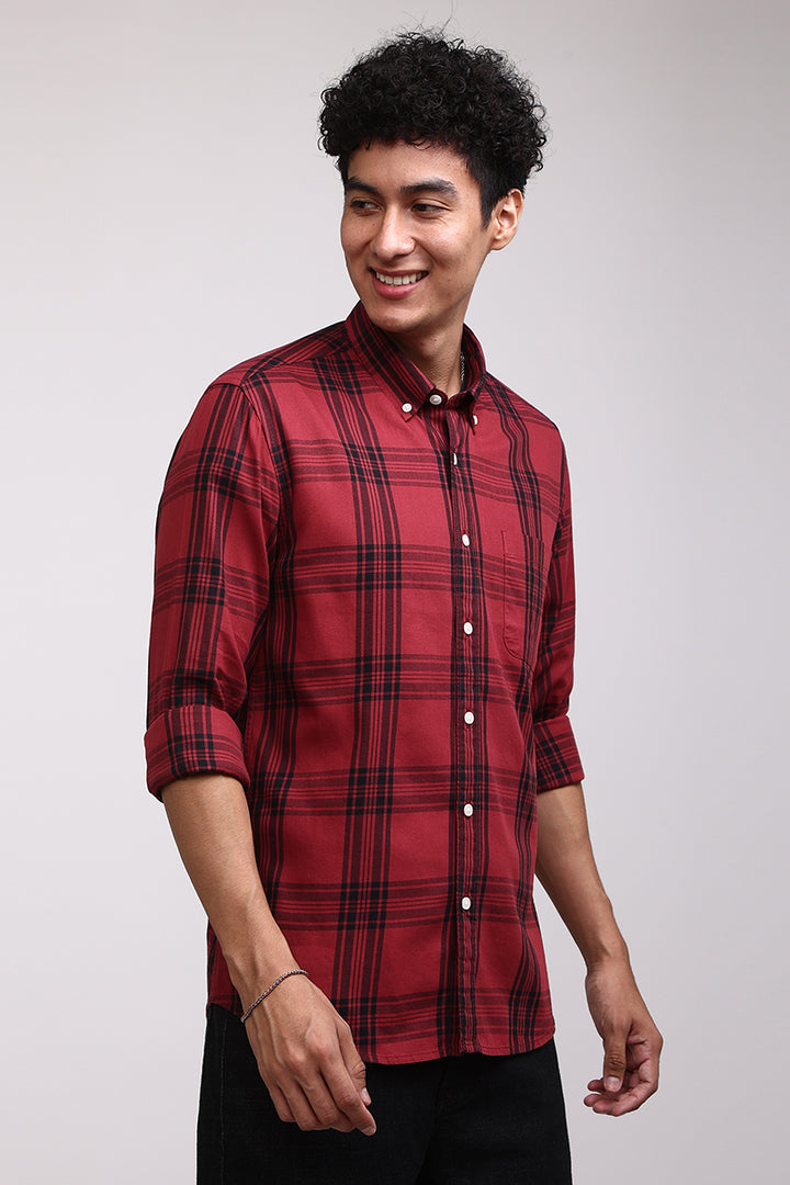 Quirky Checks Light Red Shirt