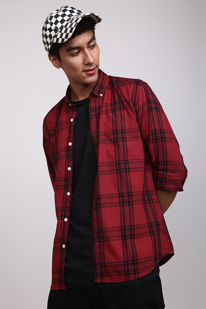 Quirky Checks Light Red Shirt