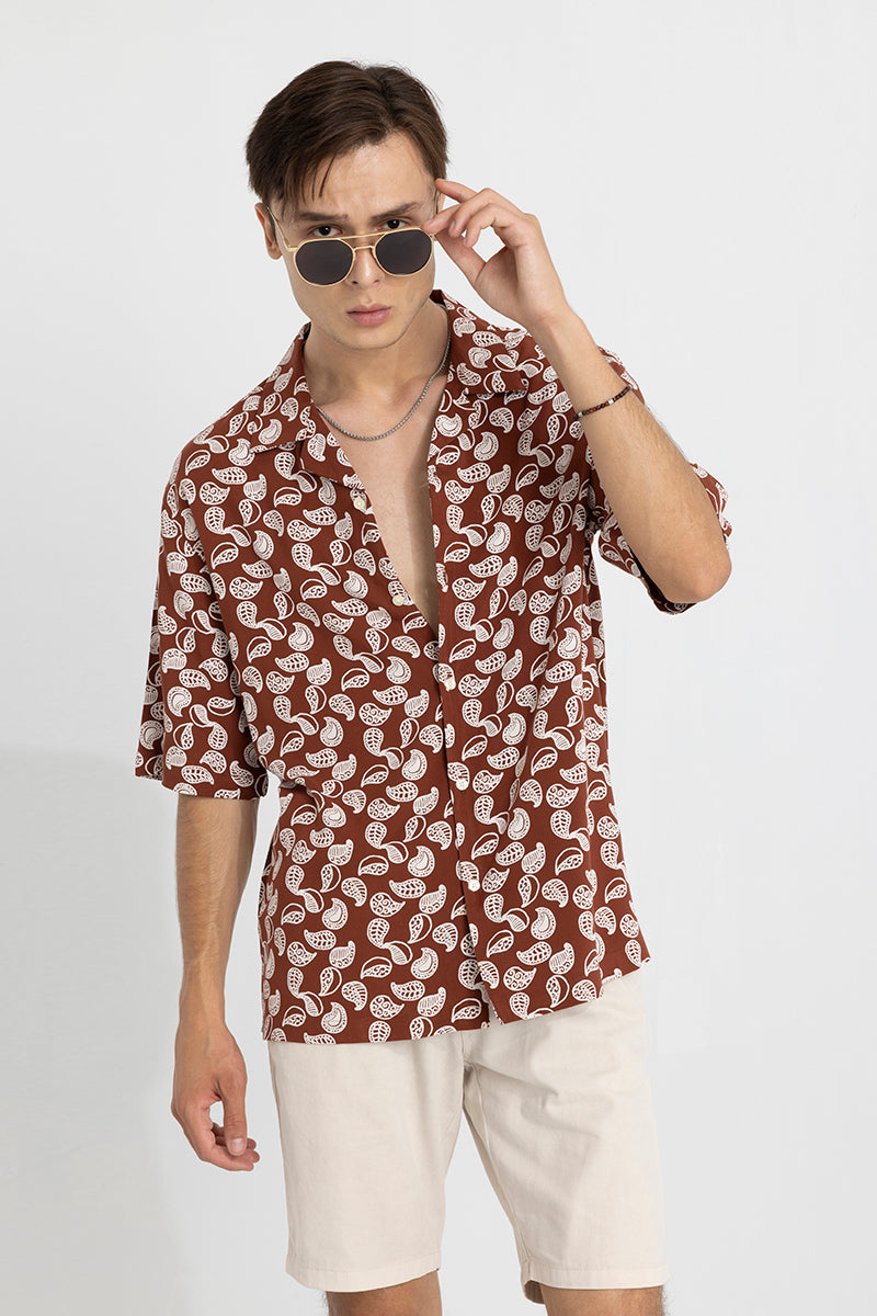 Flawless Paisley Brown Oversized Shirt