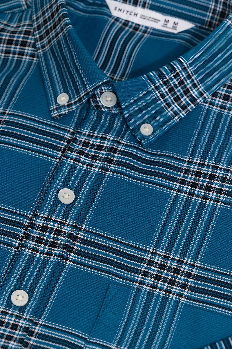 Buy Men's Nomad's Check Blue Shirt Online | SNITCH