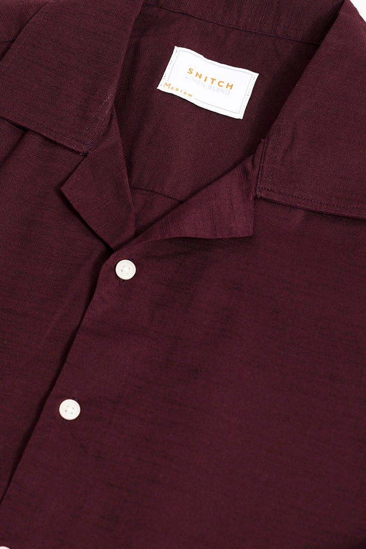 Cambric Linen Maroon Shirt