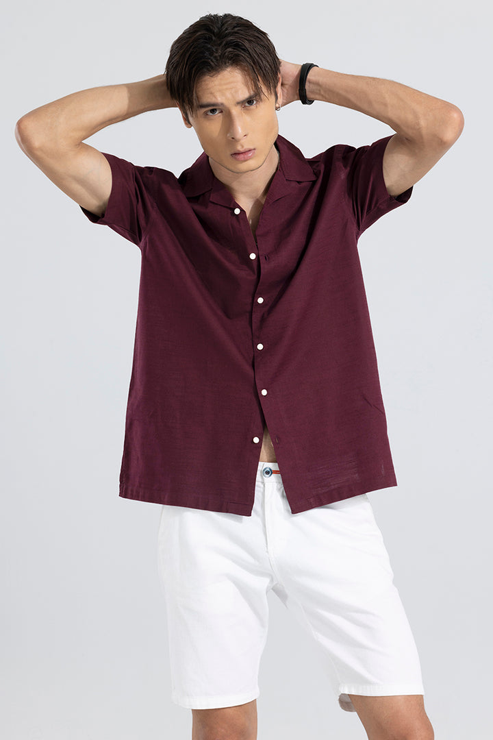 Cambric Linen Maroon Shirt