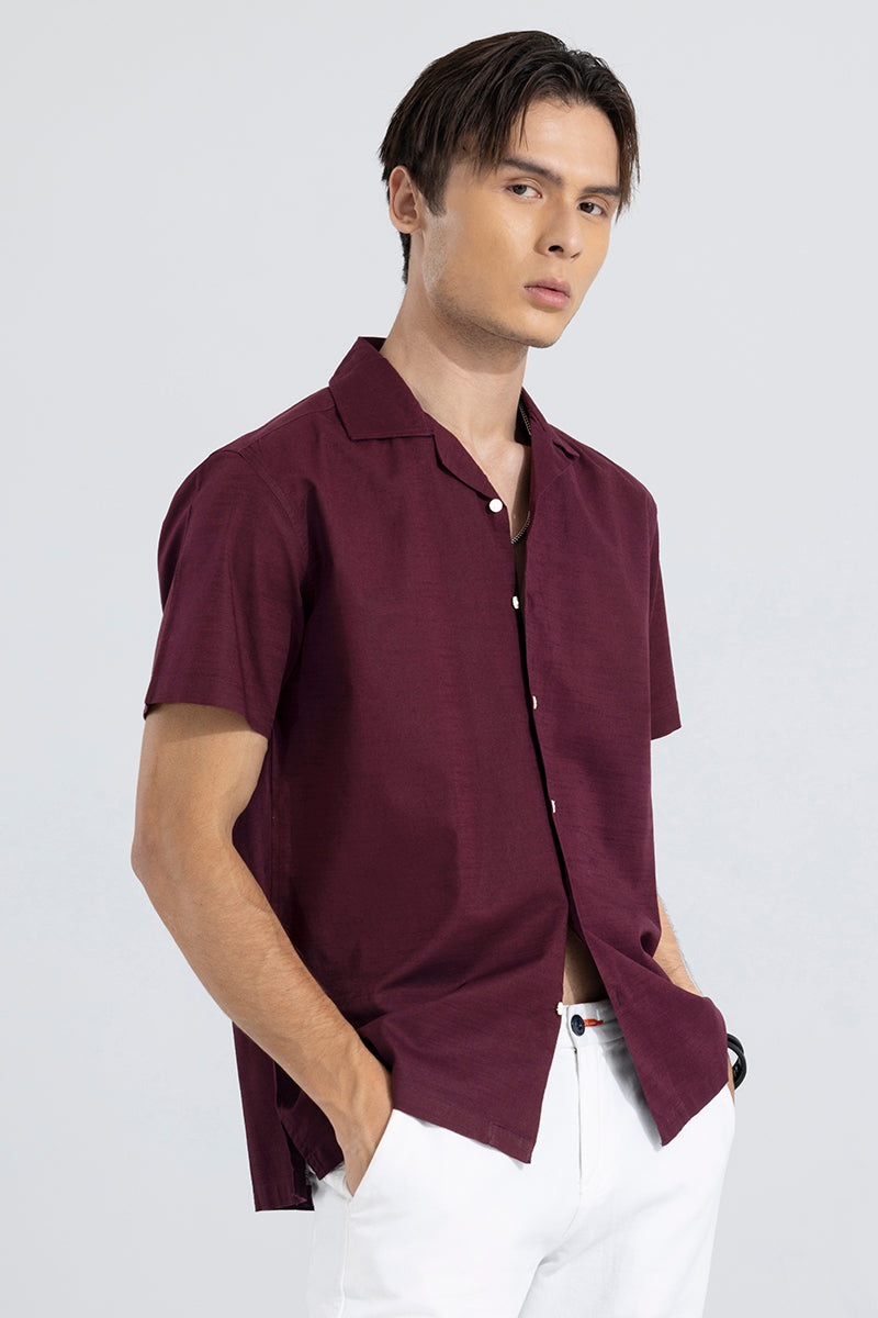 Cambric Linen Maroon Shirt