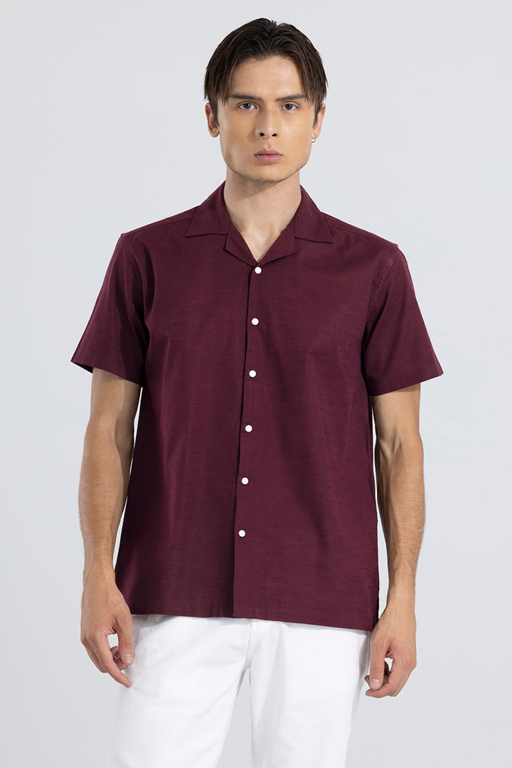 Cambric Linen Maroon Shirt